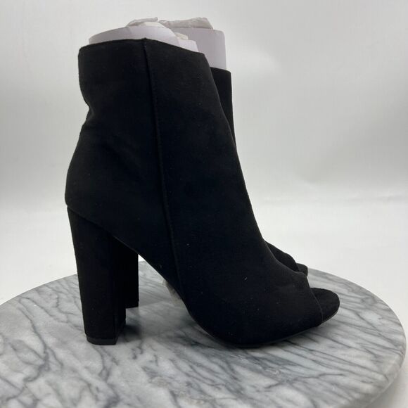 Charlotte Russe Womens 6 Black Morris Bootie Faux Suede Side Zip Ankle Heel Boot - Picture 2 of 12